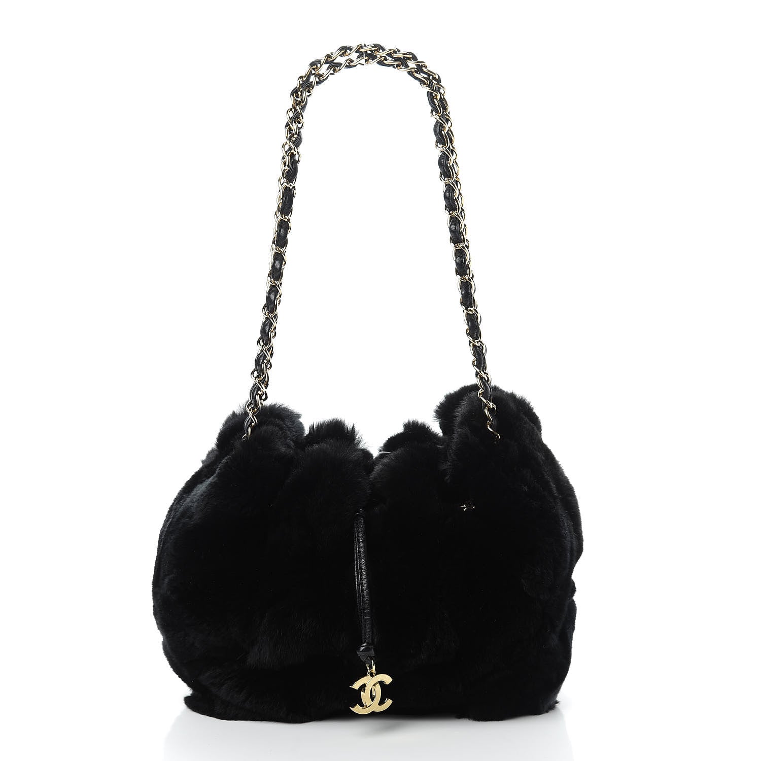 Chanel Rabbit Fur Harlequin Shoulder Bag Black 3 of 11