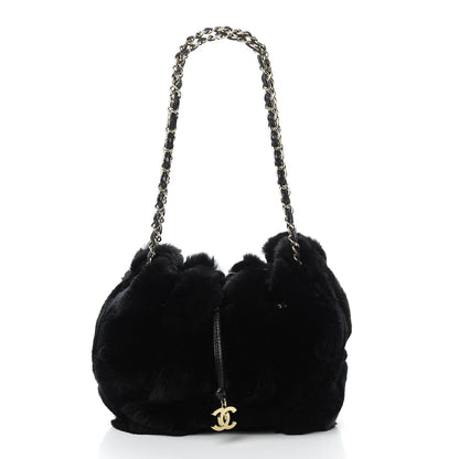 Chanel Rabbit Fur Harlequin Shoulder Bag Black 3 of 11