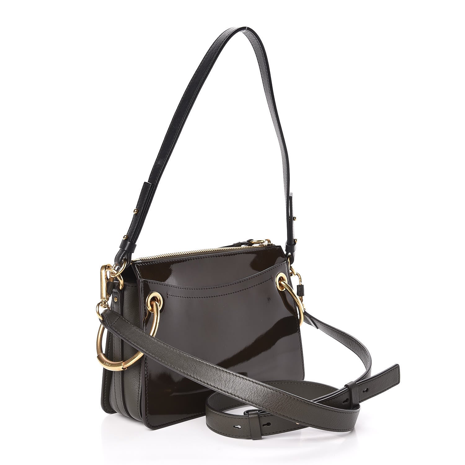 Chloe Patent Small Roy Bag Deep Forest 3 of 11