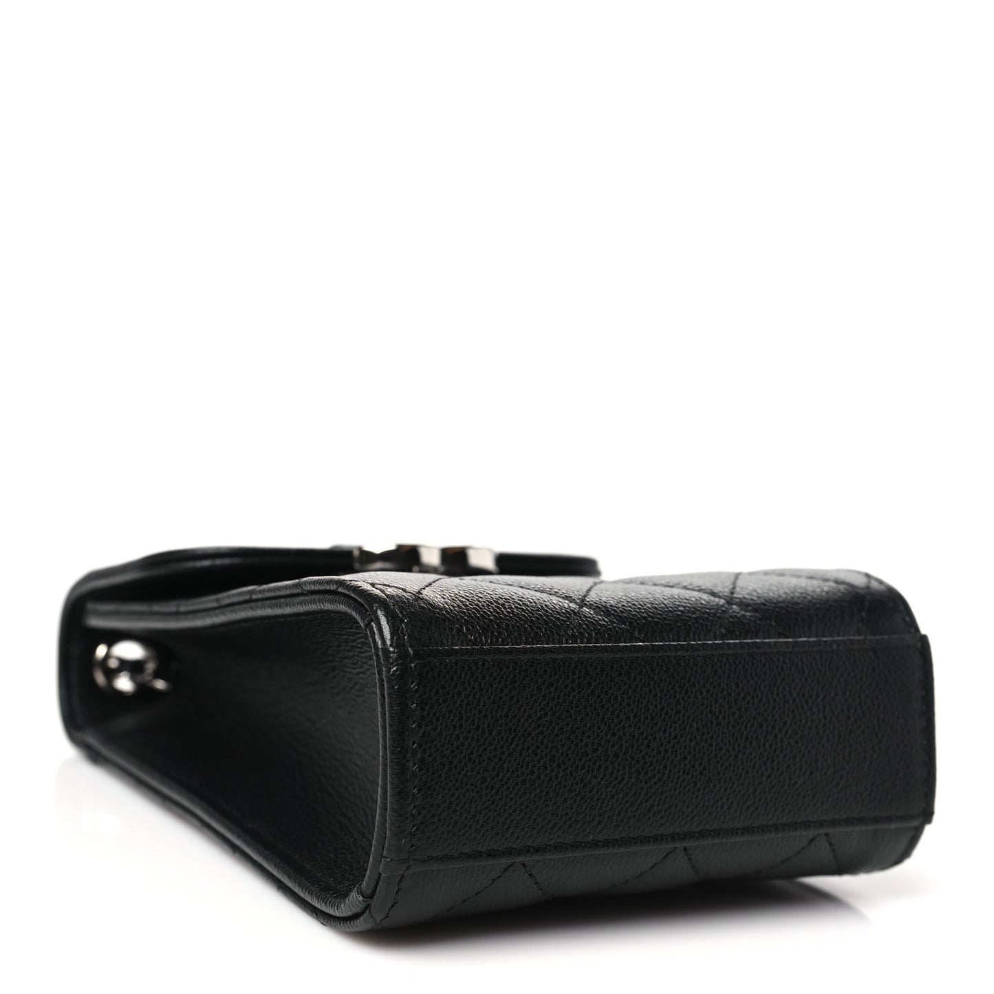 Grained Calfskin Quilted CC Box Clutch With Chain  Black