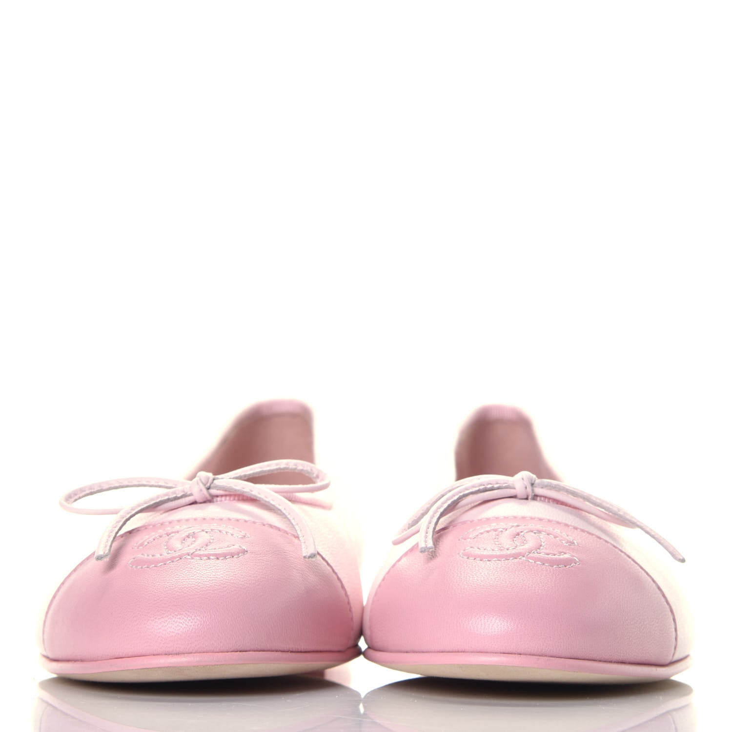 Chanel Lambskin CC Cap Toe Ballerina Flats 37.5 Pink Light Pink 2 of 10
