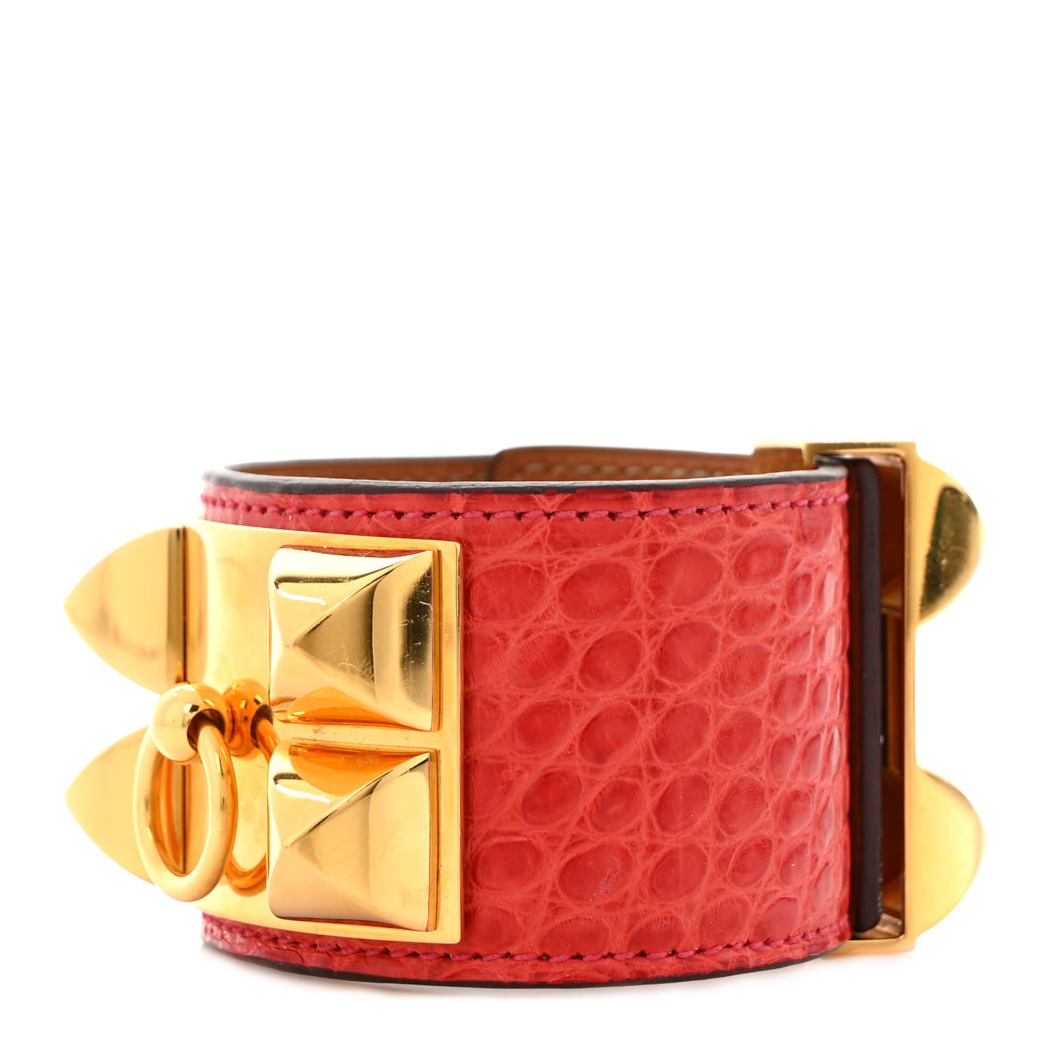 Hermes Shiny Alligator Collier De Chien CDC Bracelet S Sanguine 1 of 5