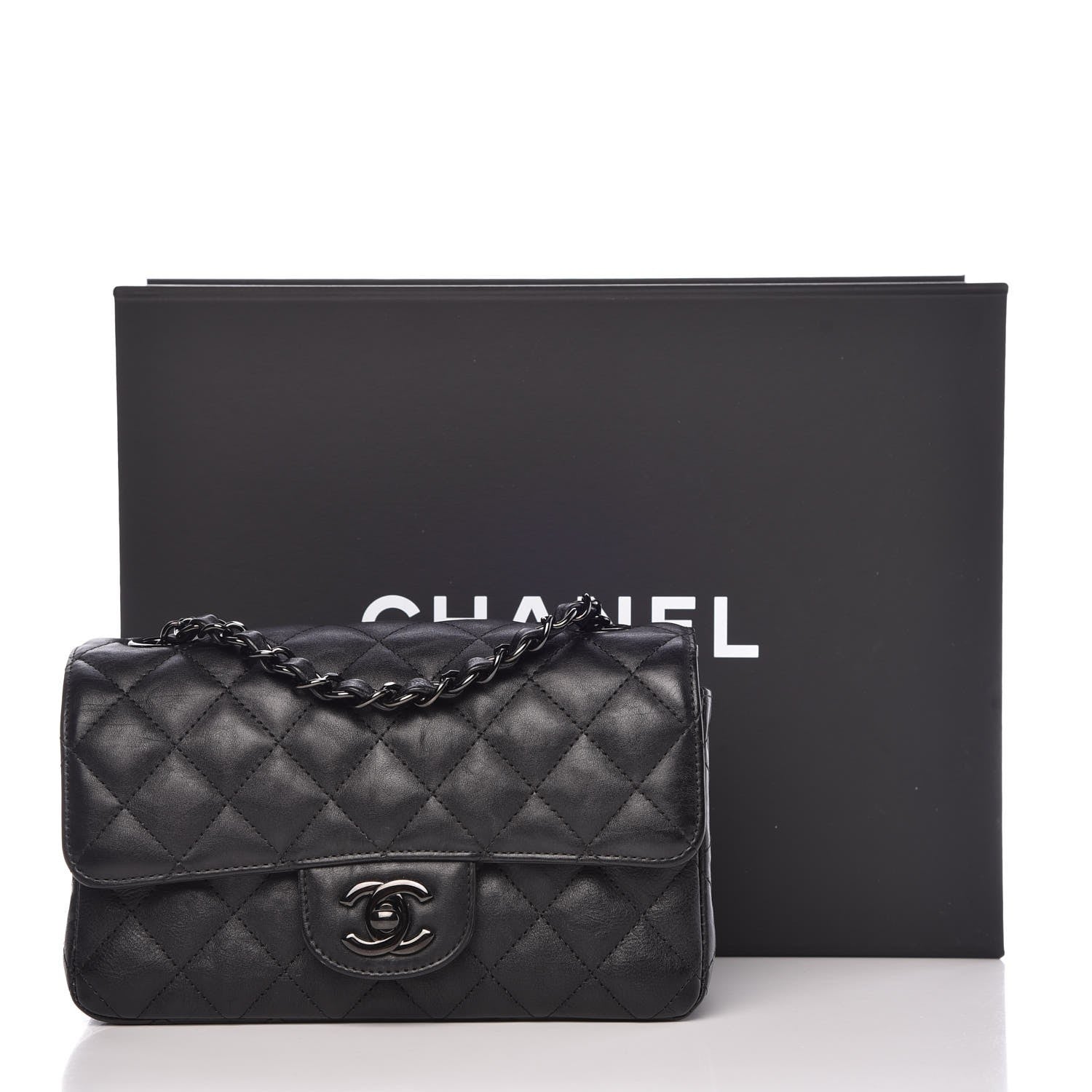 Chanel Crumpled Calfskin Quilted Mini Rectangular Flap So Black 8 of 8