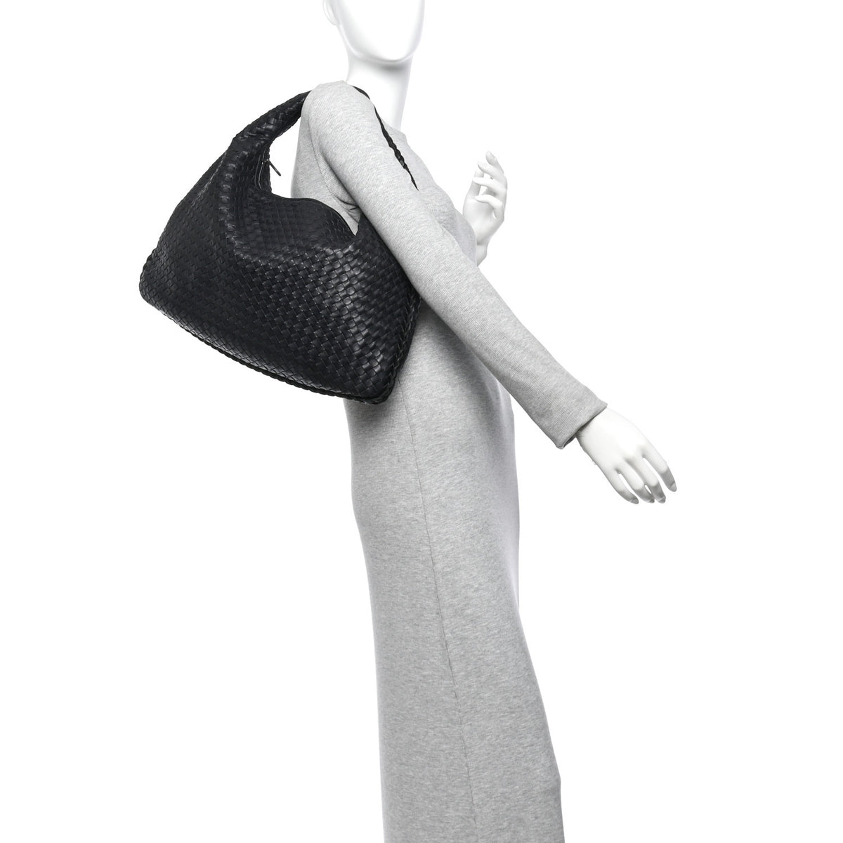 Nappa Intrecciato Large Veneta Hobo Black