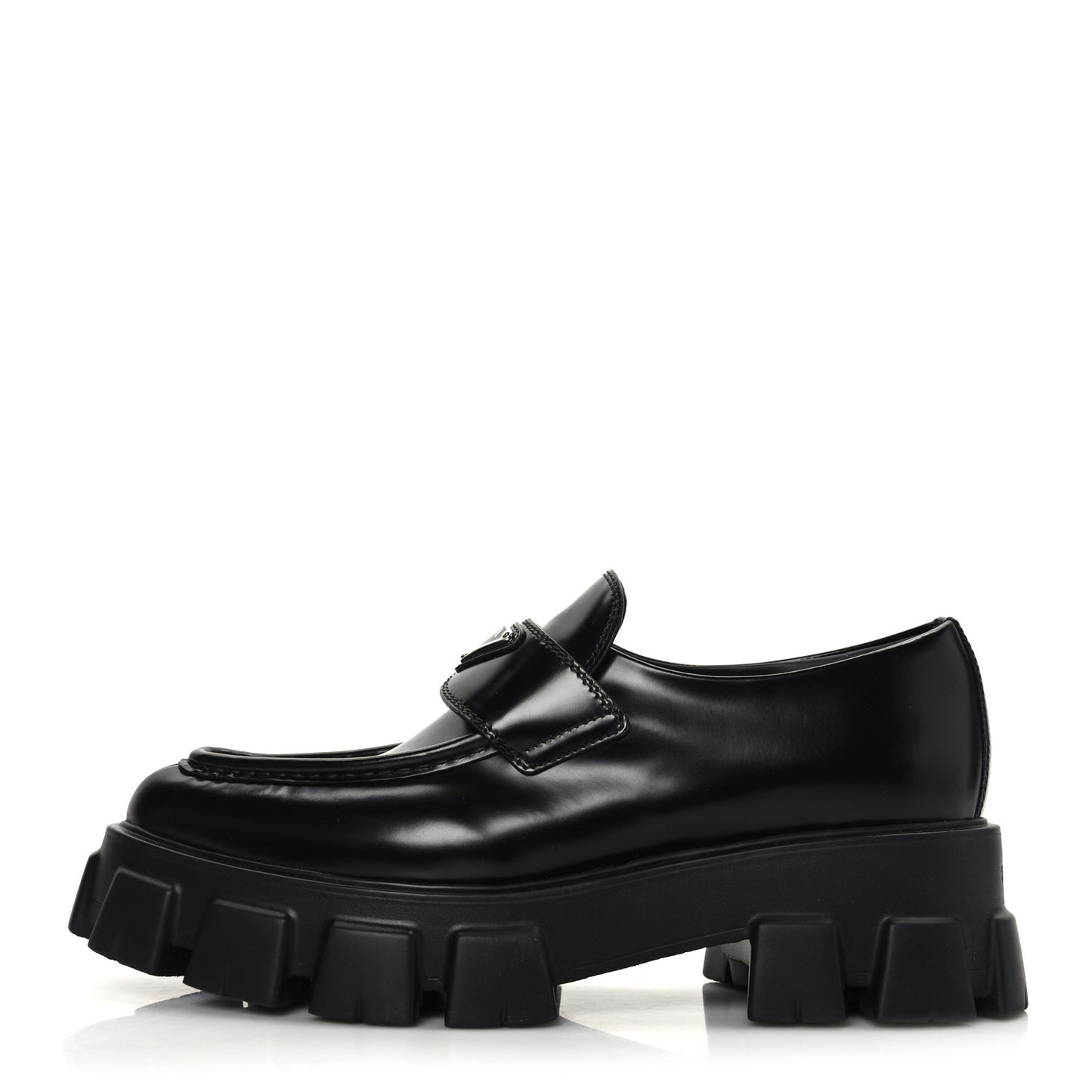 Spazzolato Triangle Logo Monolith Pointy 55mm Loafers 41 Black