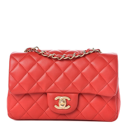 Chanel Lambskin Quilted Mini Rectangular Flap Red 1 of 14