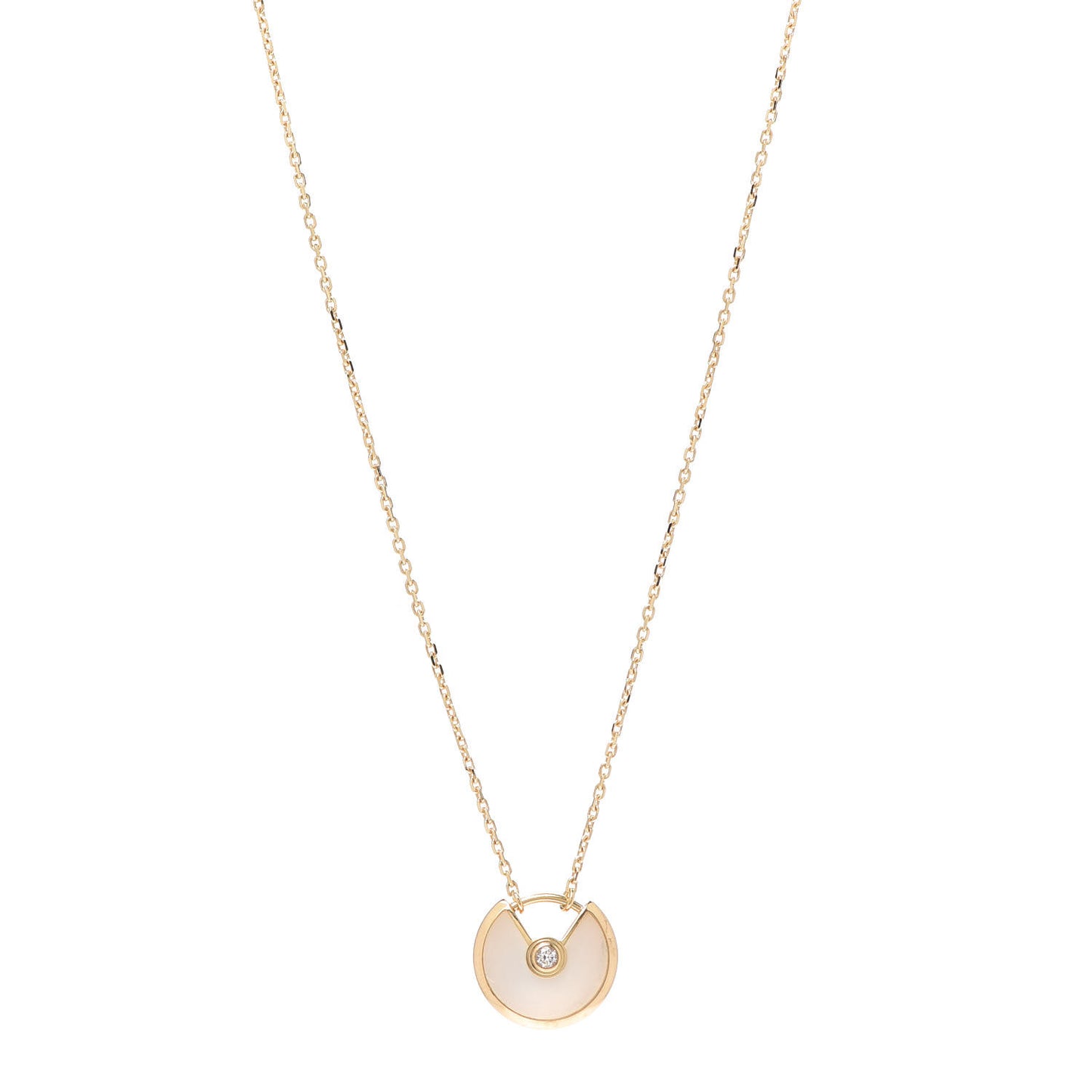 18K Yellow Gold Diamond Mother of Pearl XS Amulette de Cartier Pendant Necklace