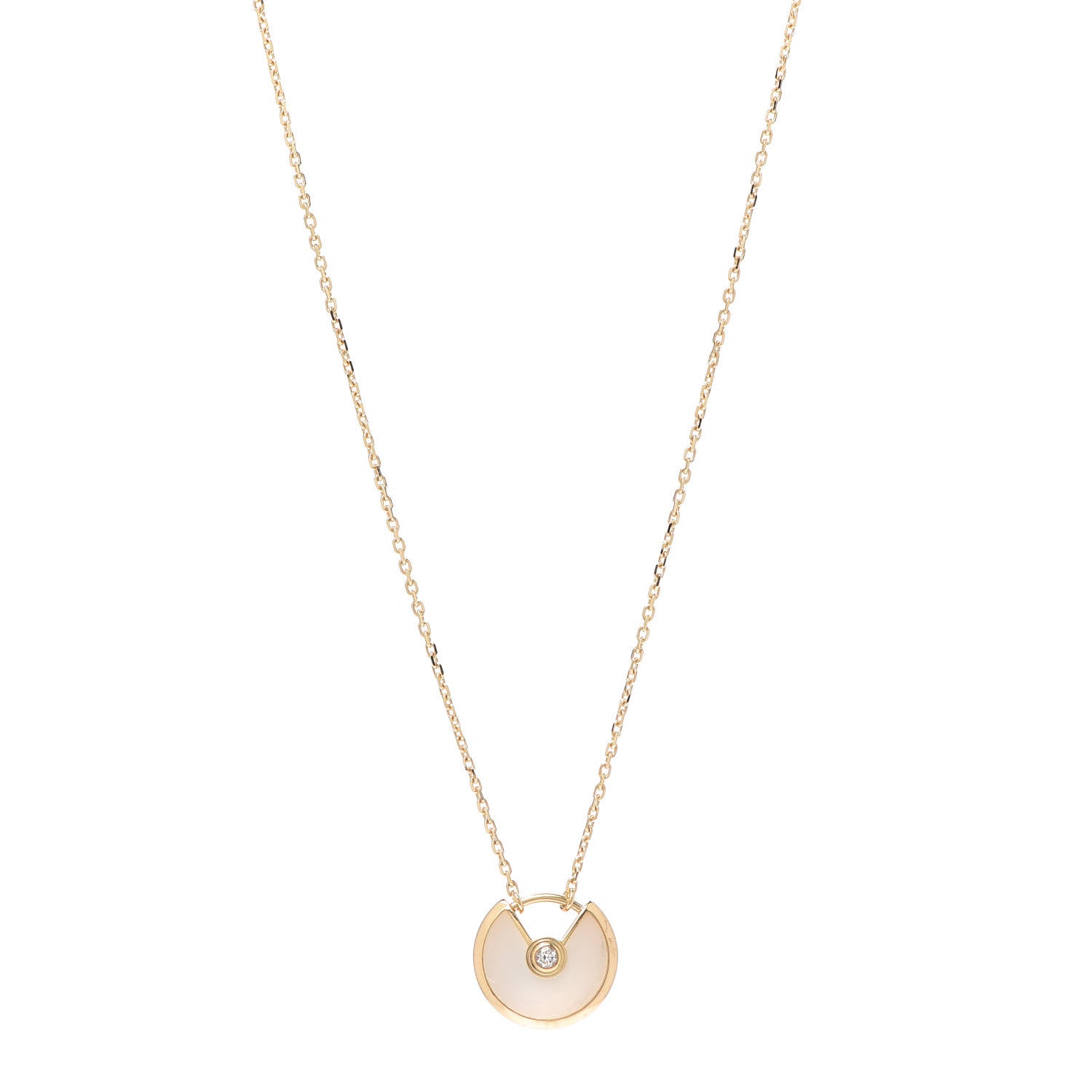 Cartier 18K Yellow Gold Diamond Mother of Pearl XS Amulette de Cartier Pendant Necklace 1 of 6