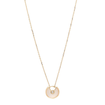 Cartier 18K Yellow Gold Diamond Mother of Pearl XS Amulette de Cartier Pendant Necklace 1 of 6