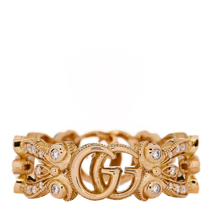 Gucci 18K Yellow Gold Diamond Flora Ring 48 4.5 1 of 4
