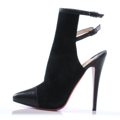 Christian Louboutin Suede Lynn 150 Backless Boots Heels 38.5 Black 1 of 6