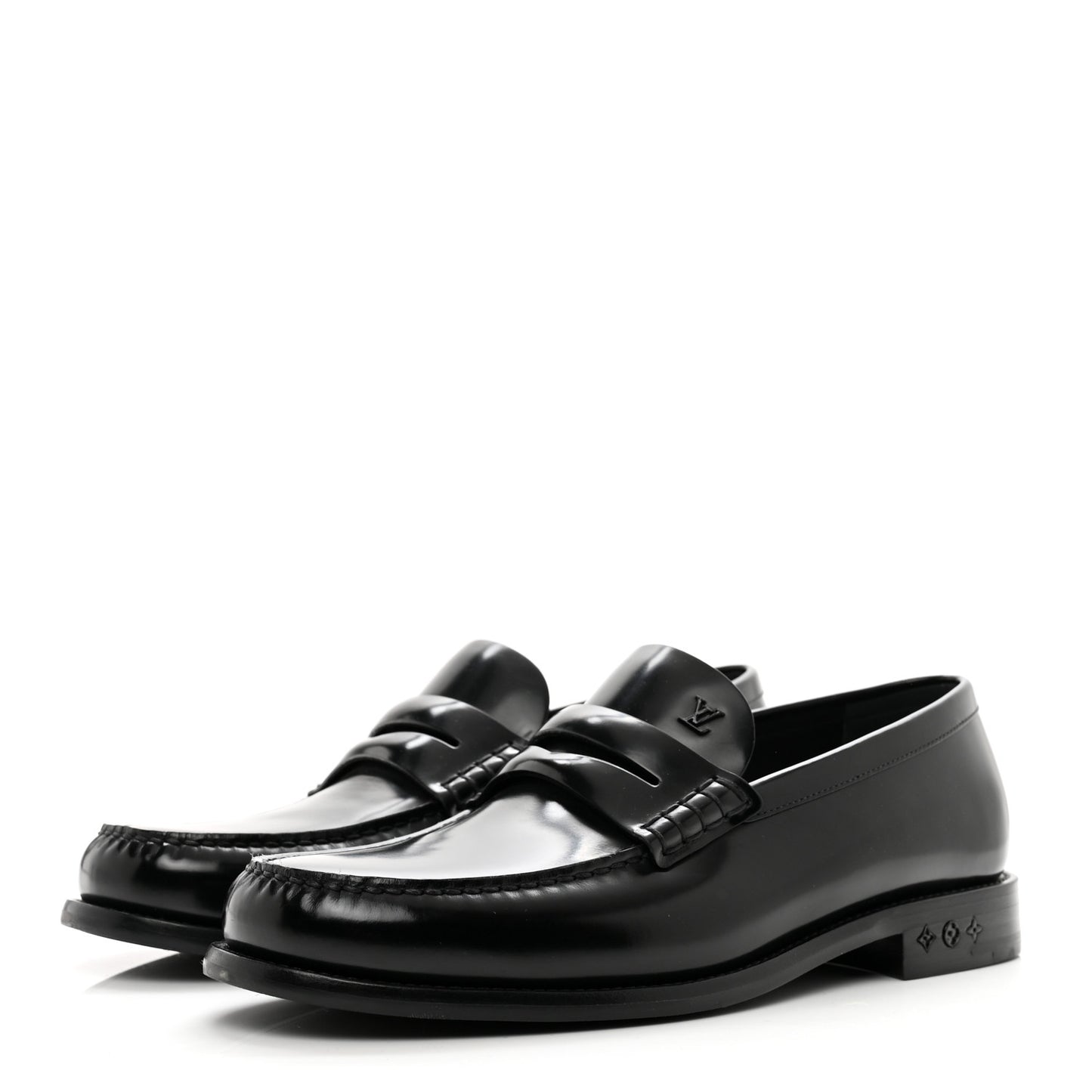 Glazed Calfskin Mens Louis Loafers 8.5 Black