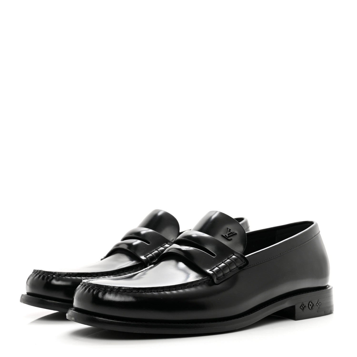 Louis Vuitton Glazed Calfskin Mens Louis Loafers 8.5 Black 3 of 8