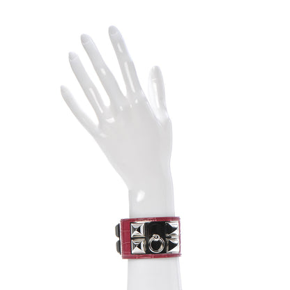 Hermes Shiny Alligator Collier De Chien CDC Bracelet S Framboise 2 of 9