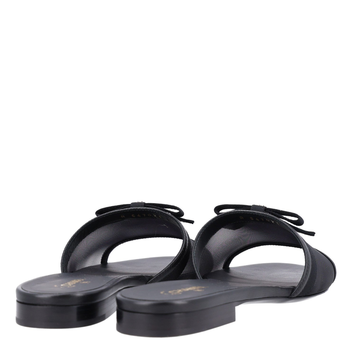Chanel Mesh Lambskin CC Bow Mules 39.5 Black 5 of 9