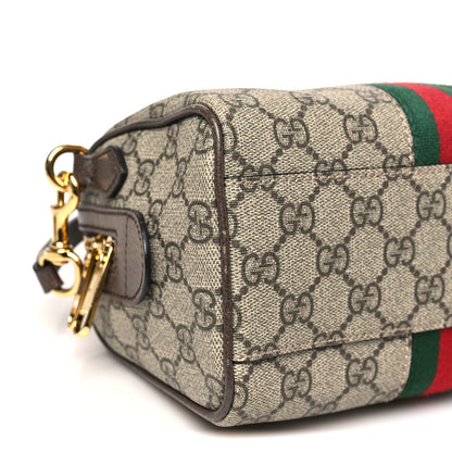 Gucci GG Supreme Monogram Textured Dollar Calfskin Web Mini Ophidia Top Handle Bowler Bag Beige Ebony New Acero 9 of 10