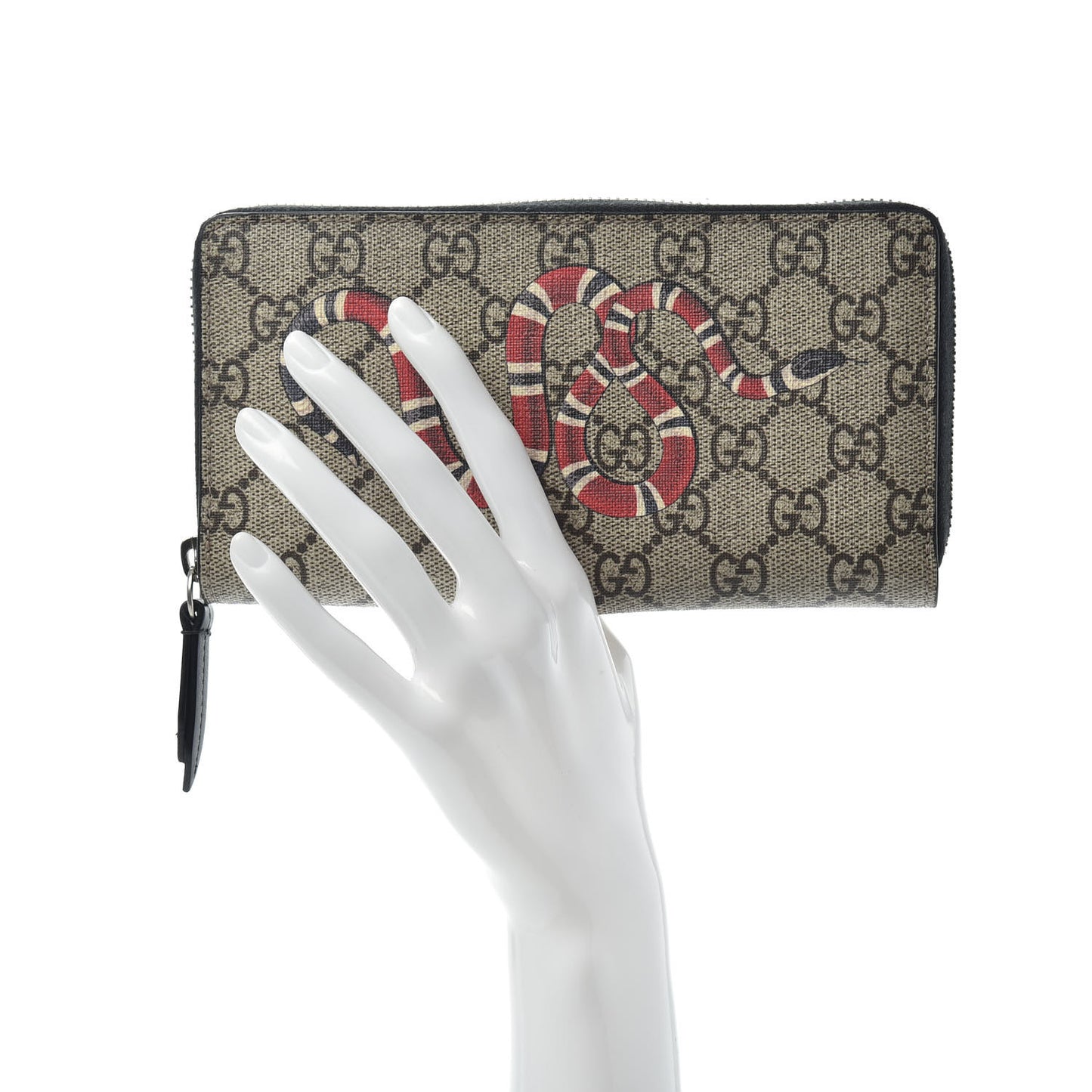 GG Supreme Monogram Kingsnake Zip Around Wallet Black