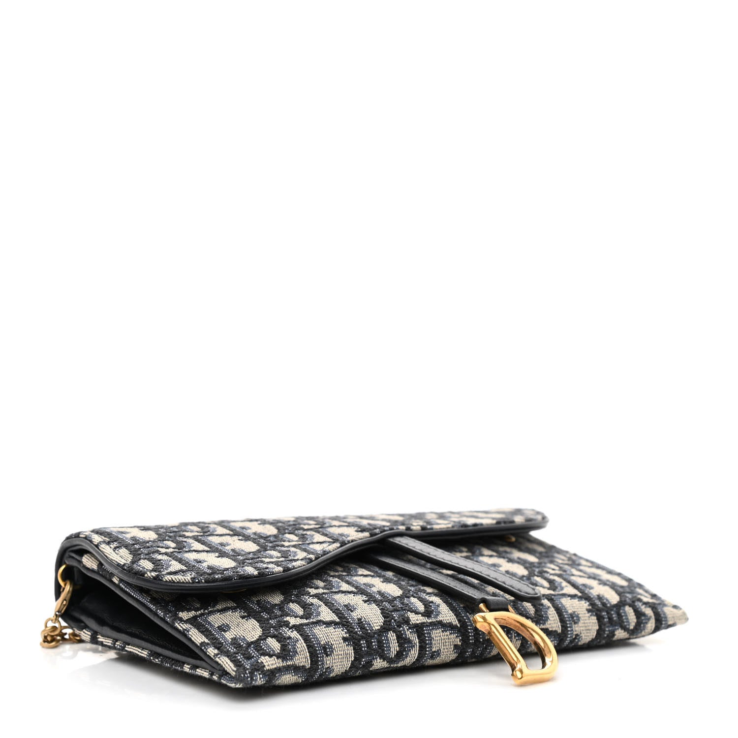 Christian Dior Oblique Saddle Chain Long Wallet Blue 5 of 9