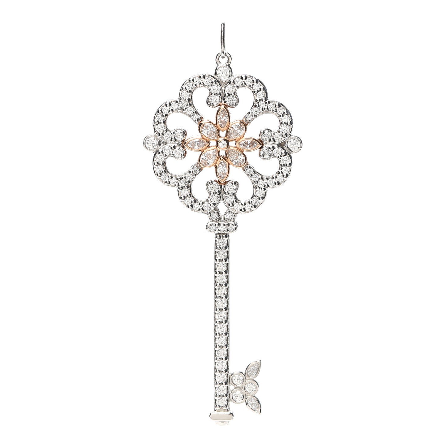 Platinum 18K Rose Gold Diamond Enchant Primrose Key Pendant