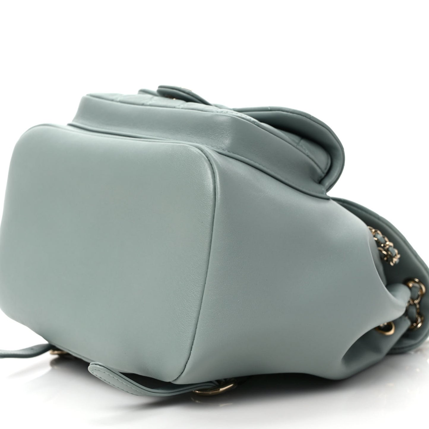 Lambskin Quilted Large Duma Drawstring Backpack Grey