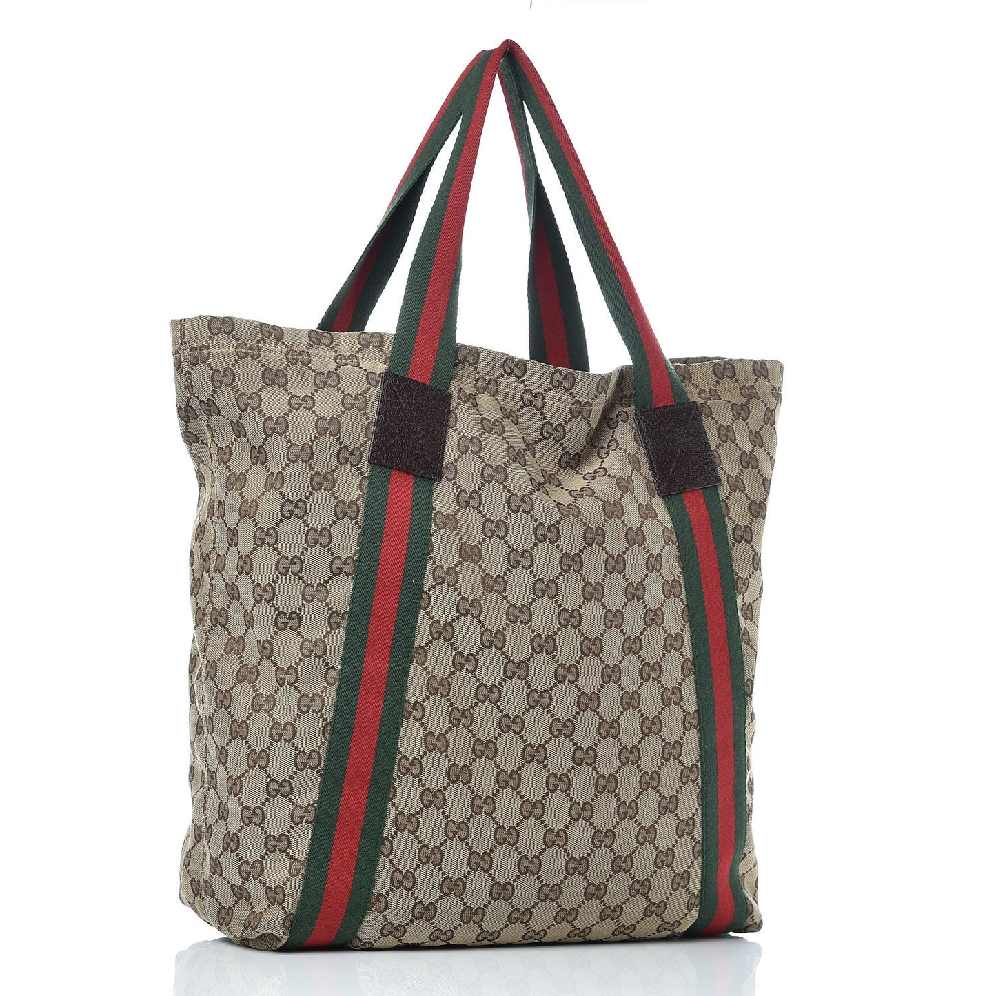 GG Monogram Medium Web Handle Vertical Tote Dark Brown