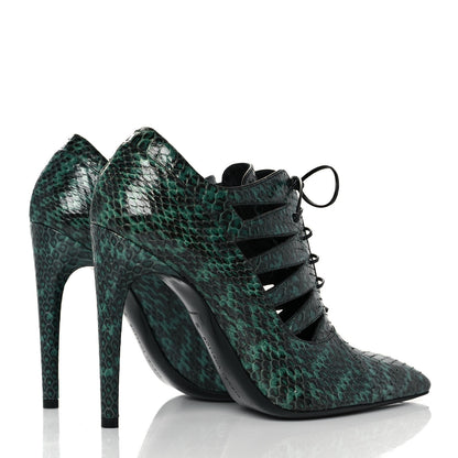 Bottega Veneta Vernis Snakeskin Cut Out Lace Booties 40 Emerald Green Black 4 of 7