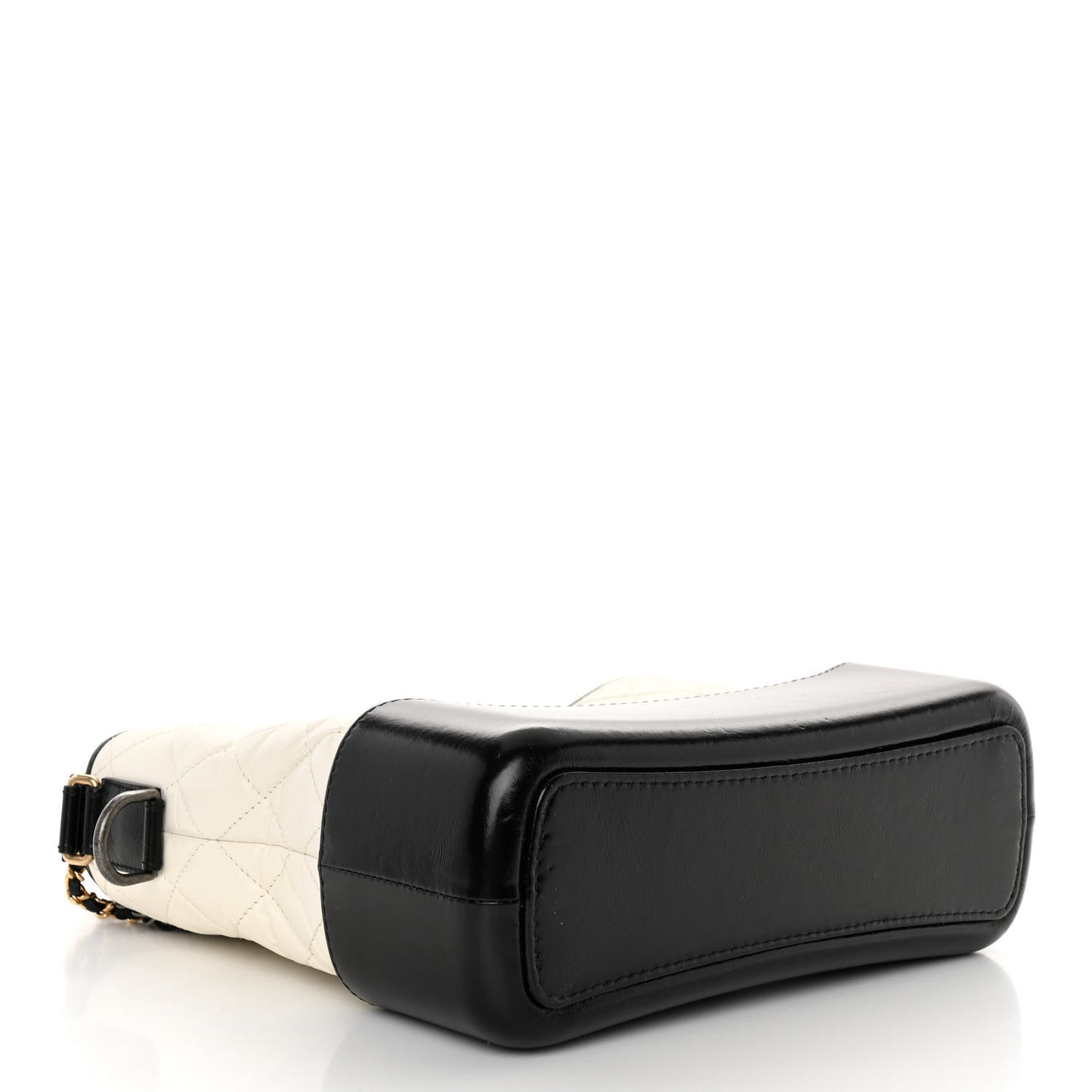 Aged Calfskin Quilted Medium Gabrielle Hobo Black White