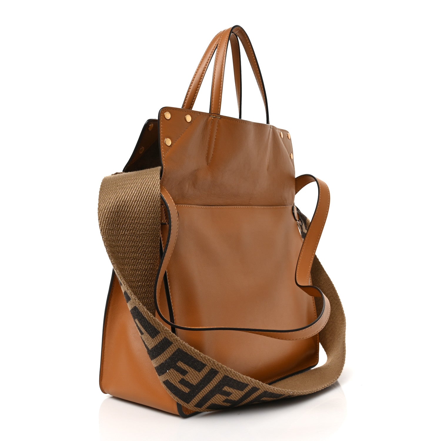 Fendi Vitello Grace Suede Flip Tote Nocciola Marrone 4 of 9