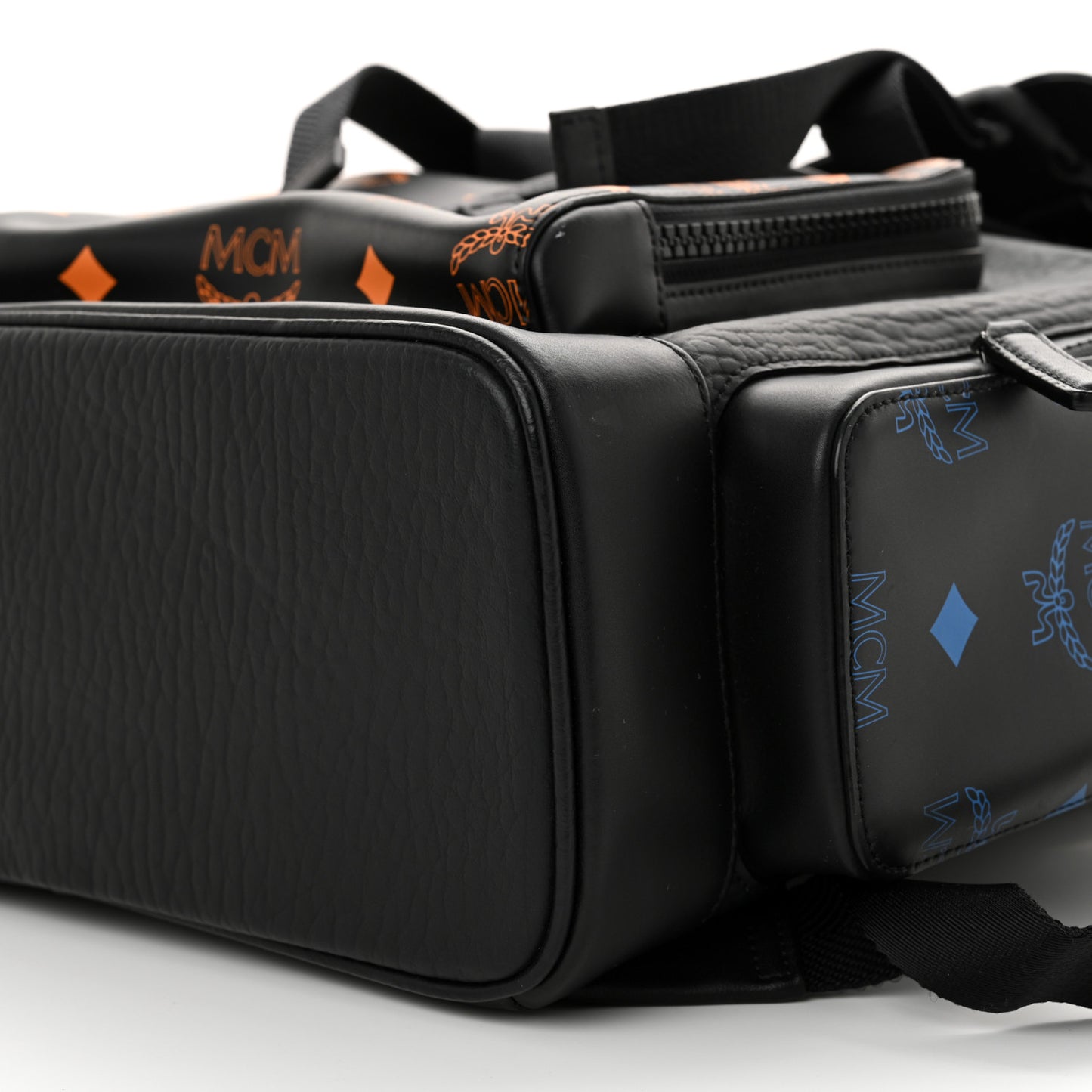 Grained Calfskin Visetos Color Splash Brandenburg Backpack Black Orange Blue
