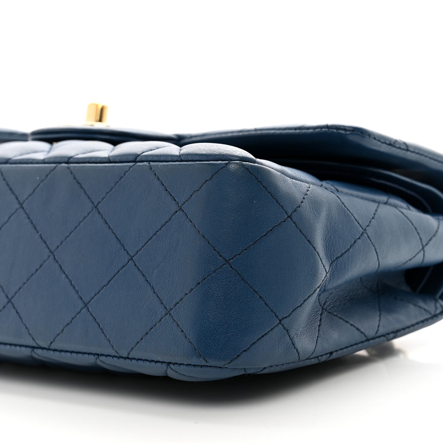Lambskin Quilted Small Double Flap Dark Blue