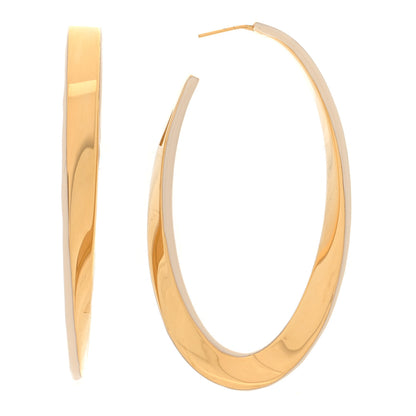 Saint Laurent Metal Enamel Large Oval Hoop Earrings White Gold 1 of 4
