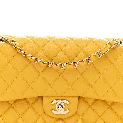 Chanel Caviar Quilted Medium Double Flap Yellow 14 of 21