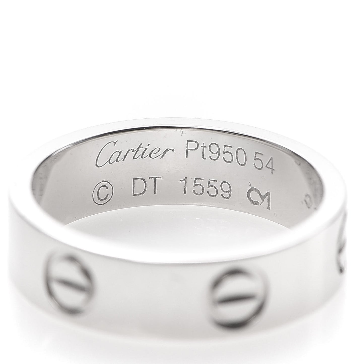 Platinum 5.5mm LOVE Ring 54 6.75