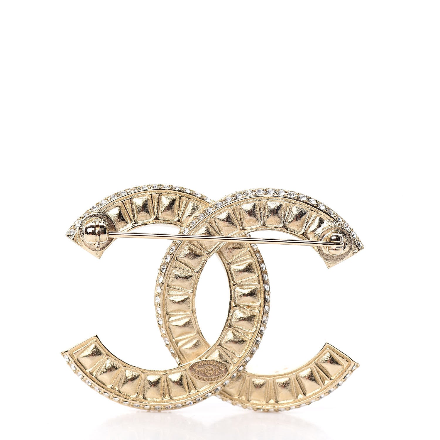 Chanel Baguette Crystal CC Brooch Gold 3 of 5