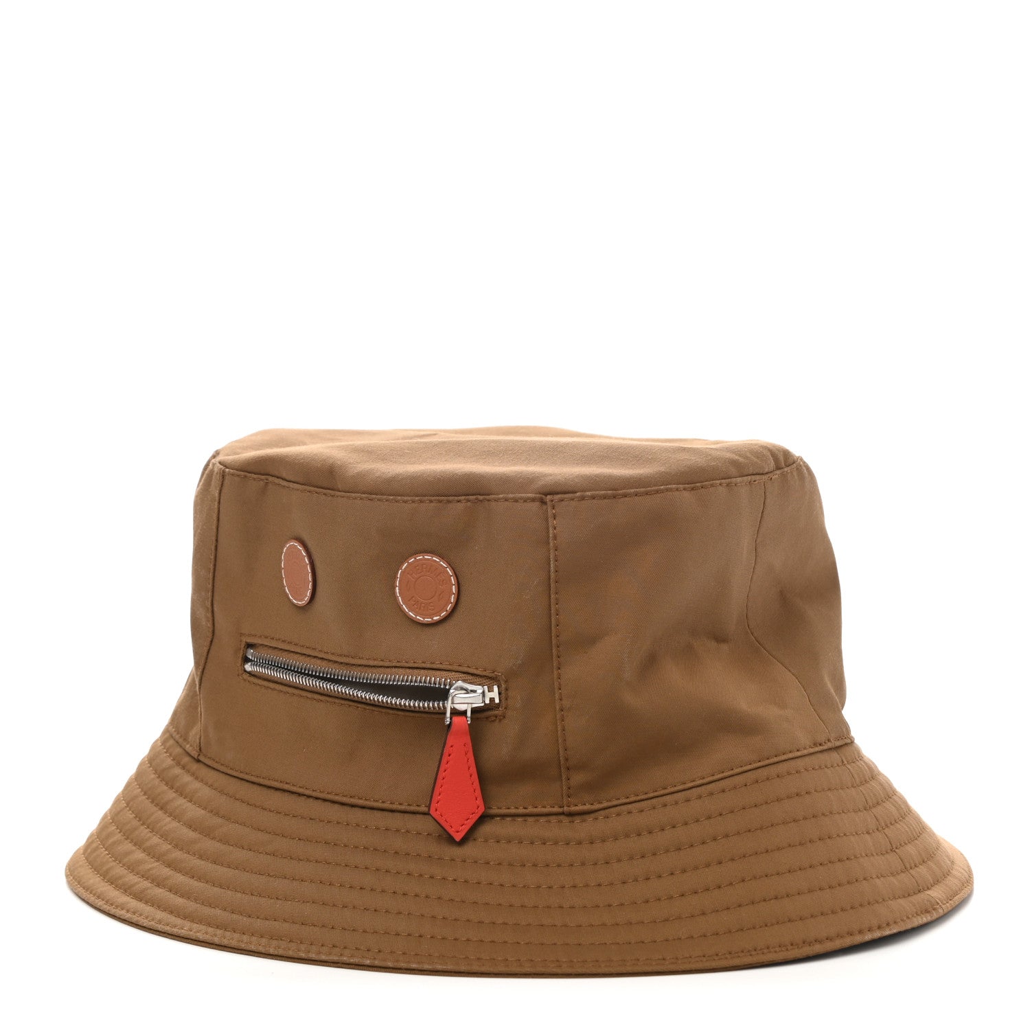 Hermes Gabardine Cotton Swift Bob Elvis Robot Bucket Hat 59 Brun Sepia Gold Capucine 3 of 9