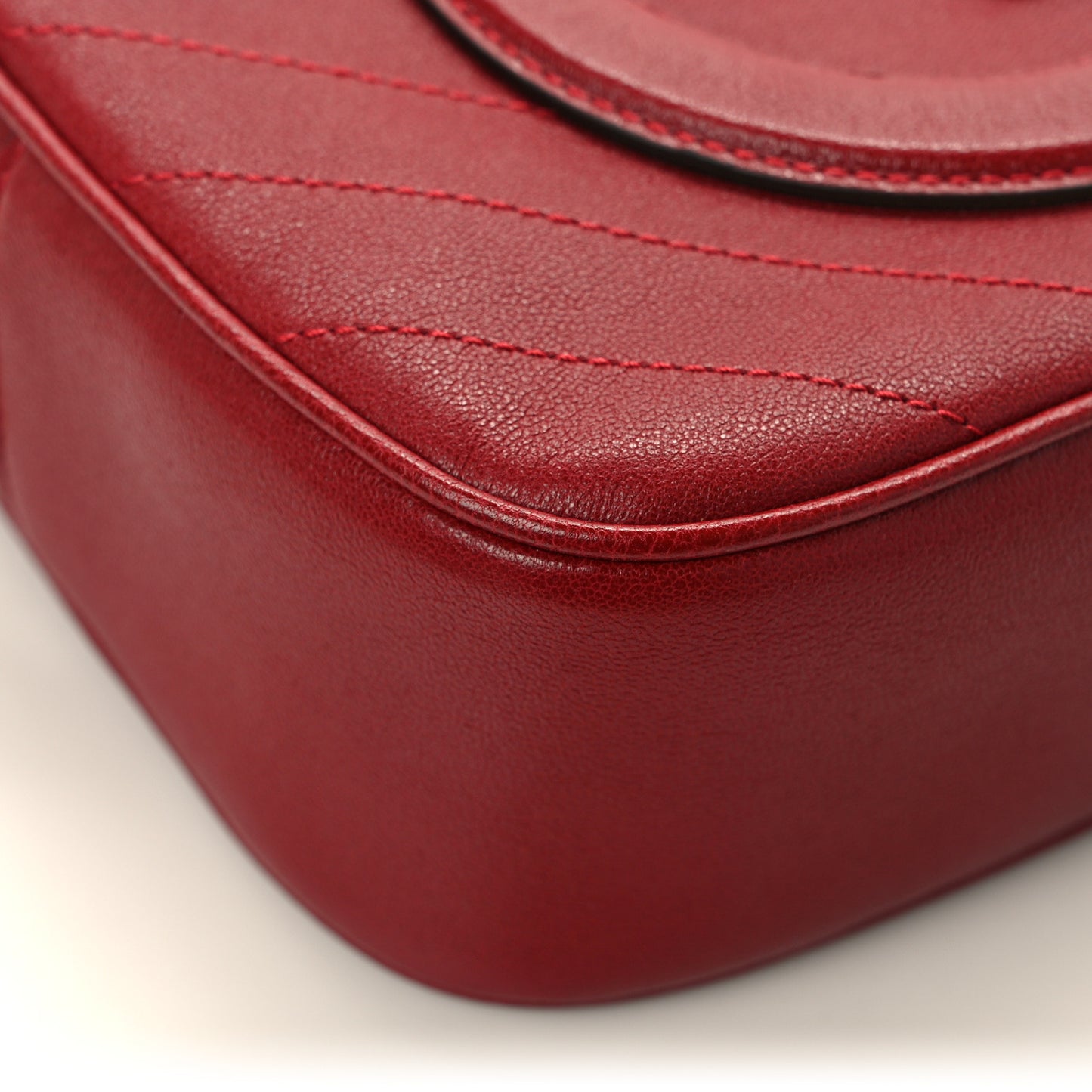 Sakai Be Green Calfskin Diagonal Stitched Small Blondie Shoulder Bag Rosso