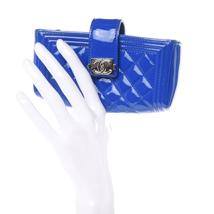 Chanel Patent Mini Boy Phone Holder Clutch Blue 2 of 8