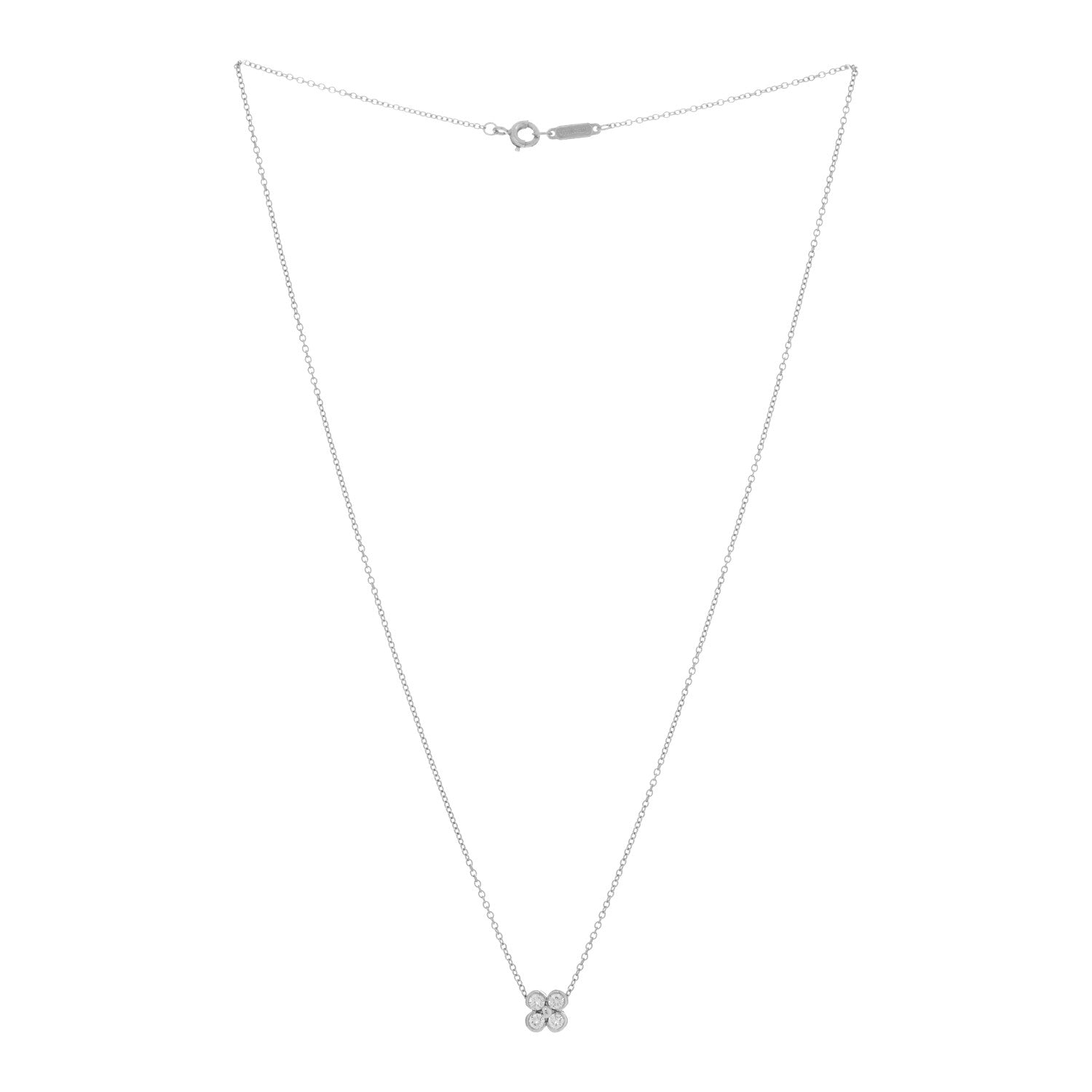 Tiffany Platinum Diamond .22ctw Flower Pendant Necklace 2 of 3