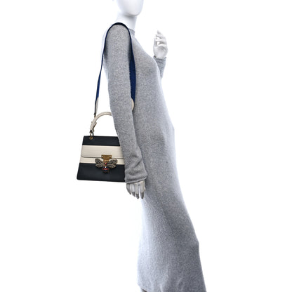 Gucci Calfskin Sylvie Web Small Queen Margaret Top Handle Bag Black White 2 of 10