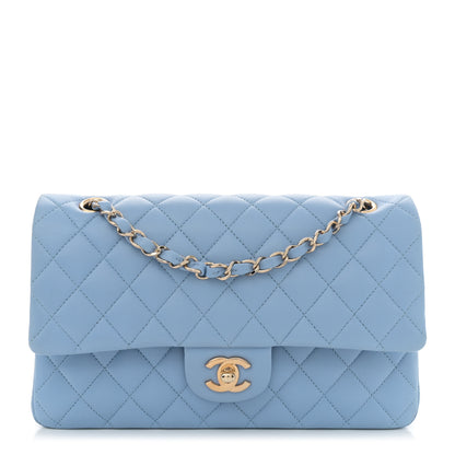 Chanel Lambskin Quilted Medium Double Flap  Light Blue 1 of 11