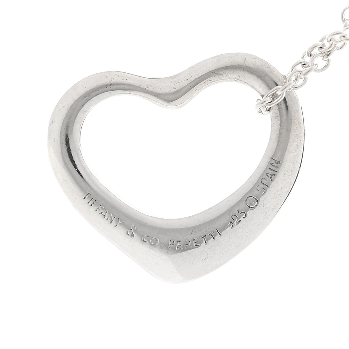 Sterling Silver Elsa Peretti 14mm Open Heart Pendant Necklace