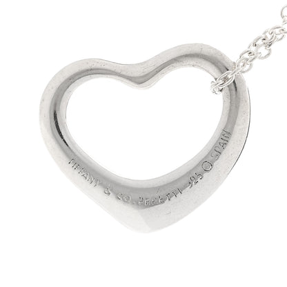 Tiffany Sterling Silver Elsa Peretti 14mm Open Heart Pendant Necklace 5 of 6
