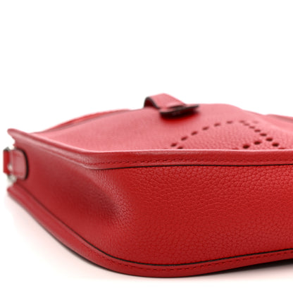 Hermes Taurillon Clemence Evelyne TPM Rouge De Coeur Bleu Du Nord 9 of 11