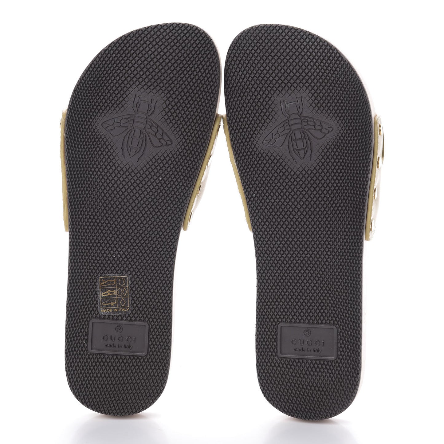 Calfskin Interlocking G Slide Sandals 37.5 Diagonal Beige