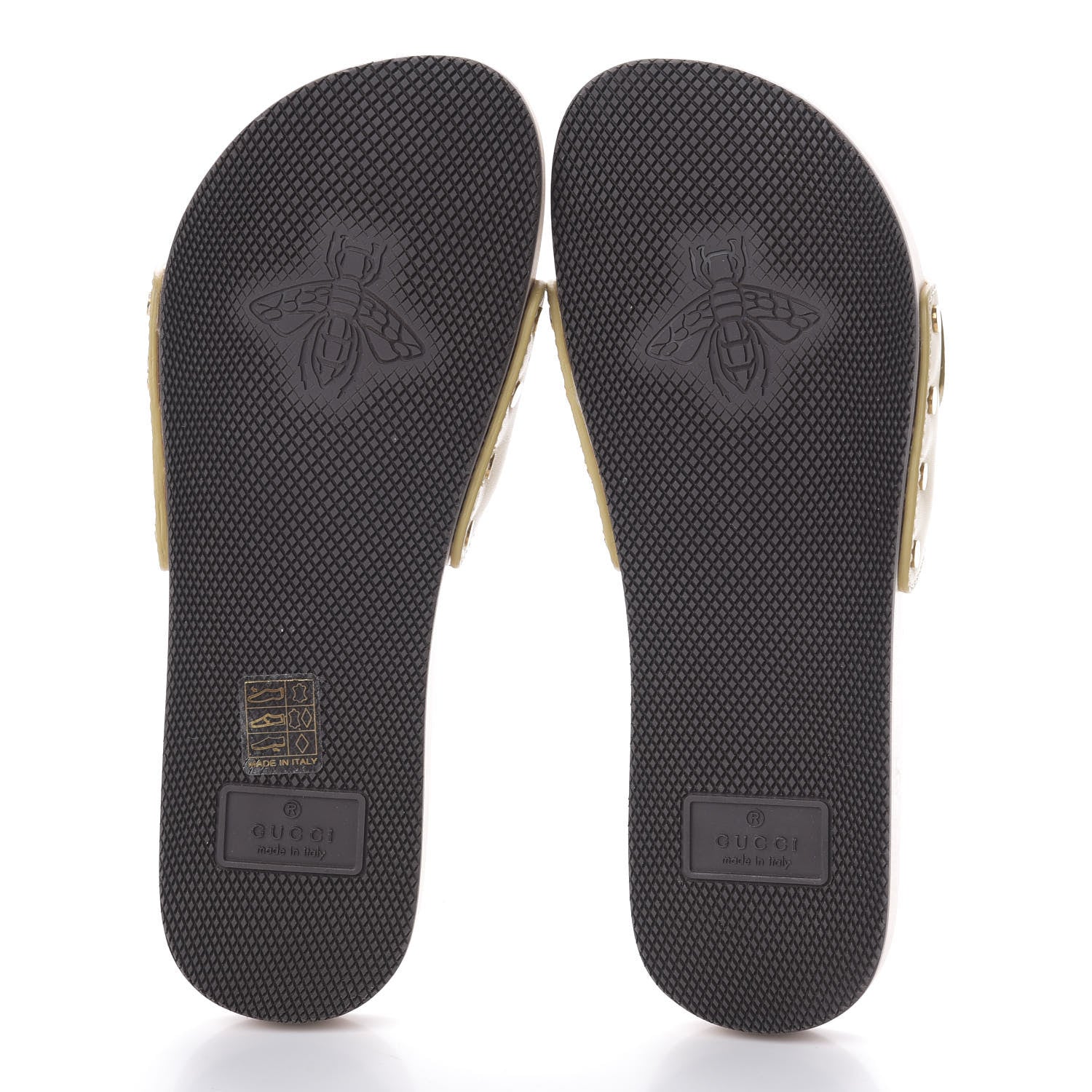 Gucci Calfskin Interlocking G Slide Sandals 37.5 Diagonal Beige 7 of 7