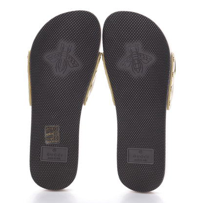 Gucci Calfskin Interlocking G Slide Sandals 37.5 Diagonal Beige 7 of 7