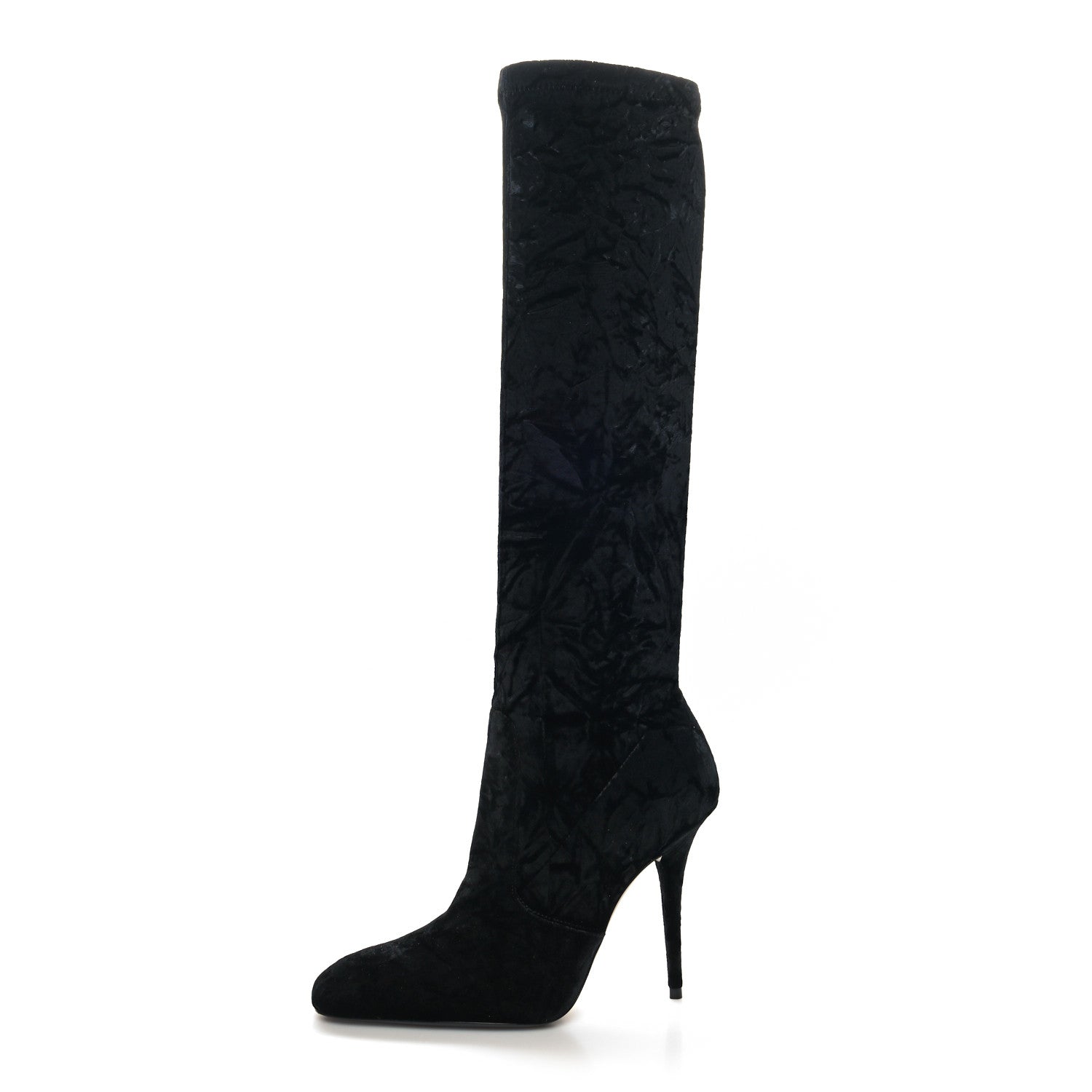 Saint Laurent Velvet Talia Tall Boots 37.5 Black 1 of 7