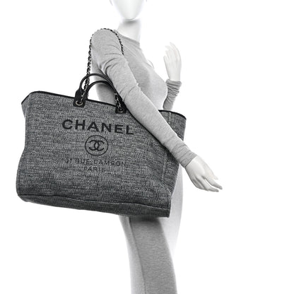 Chanel Mixed Fibers Extra Large Deauville Tote Charcoal 2 of 11