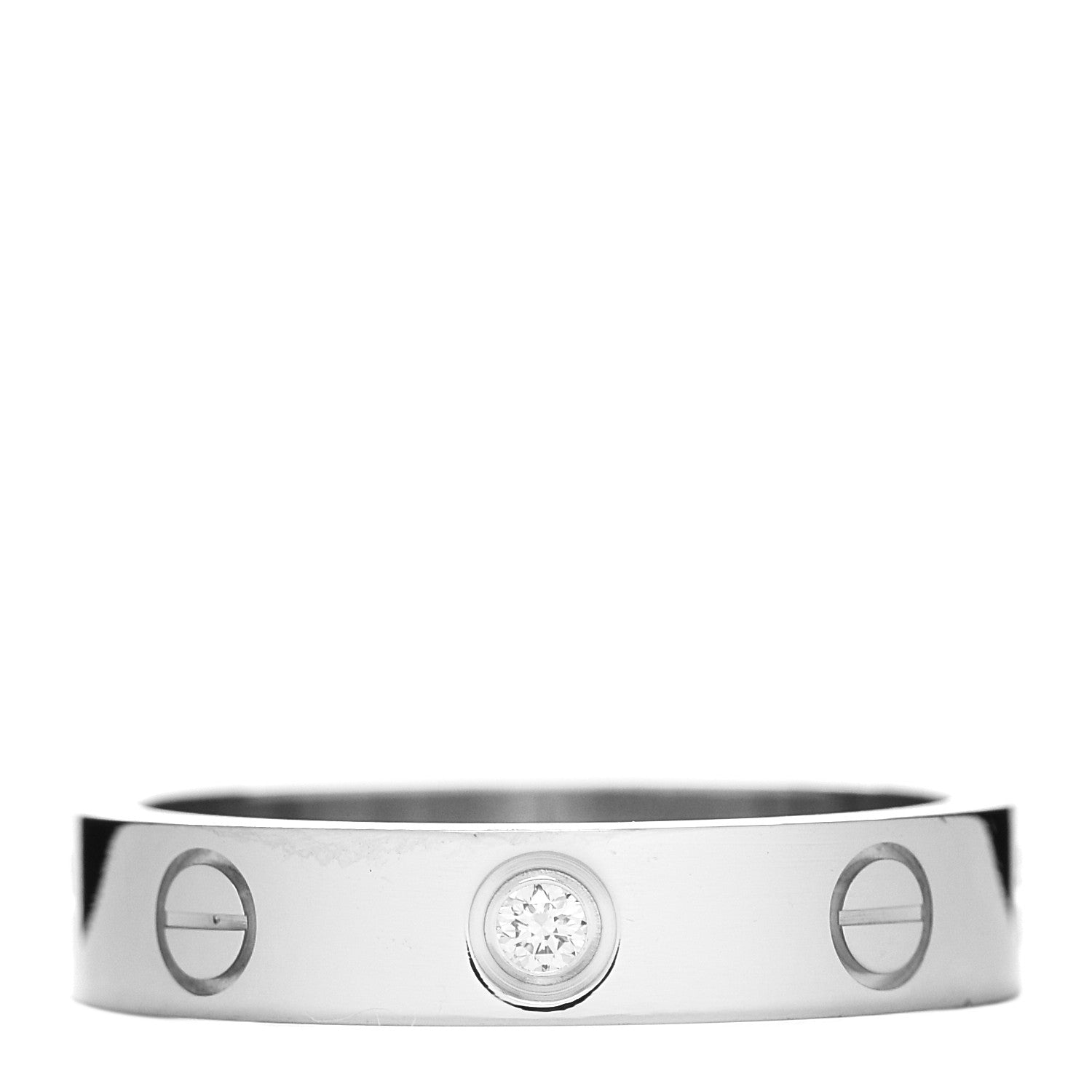 Cartier 18K White Gold Diamond 4mm LOVE Wedding Band Ring 51 5.75 1 of 4