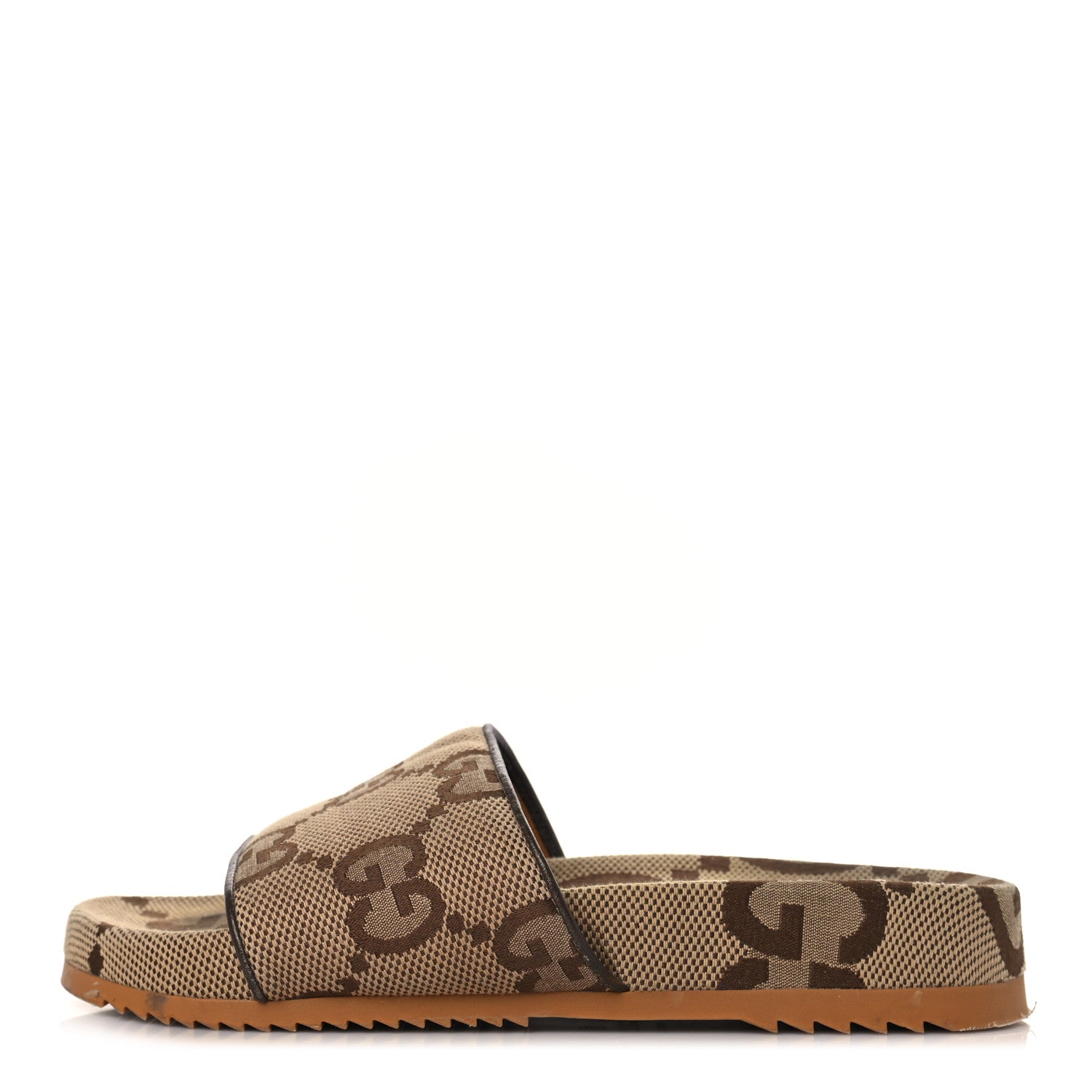 Gucci Monogram Jumbo GG Mens Slide Sandals 6 Camel Ebony 1 of 8
